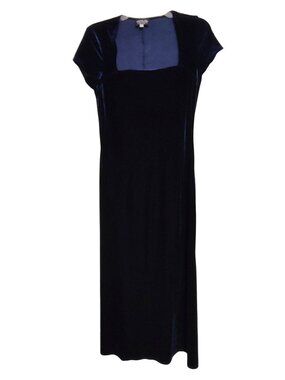 Onyx Nite Wendye Chaitin Blue Velvet Dress Size 12, Semi Formal Long Cap Sleeve